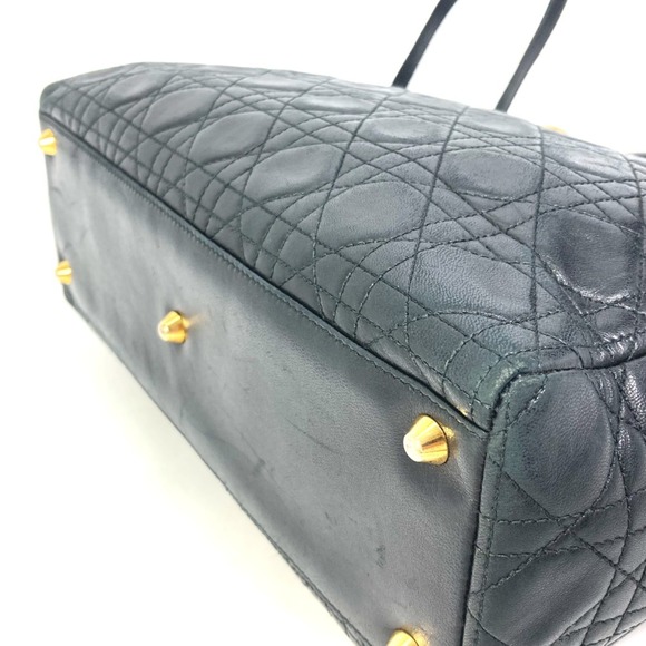 CHRISTIAN DIOR Cannage Bag 2WAY/shoulder bag Hand Bag Black GoldHardware - Picture 9 of 15